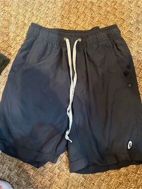 Vuori Navy Athletic Drawstring Shorts with White Cord